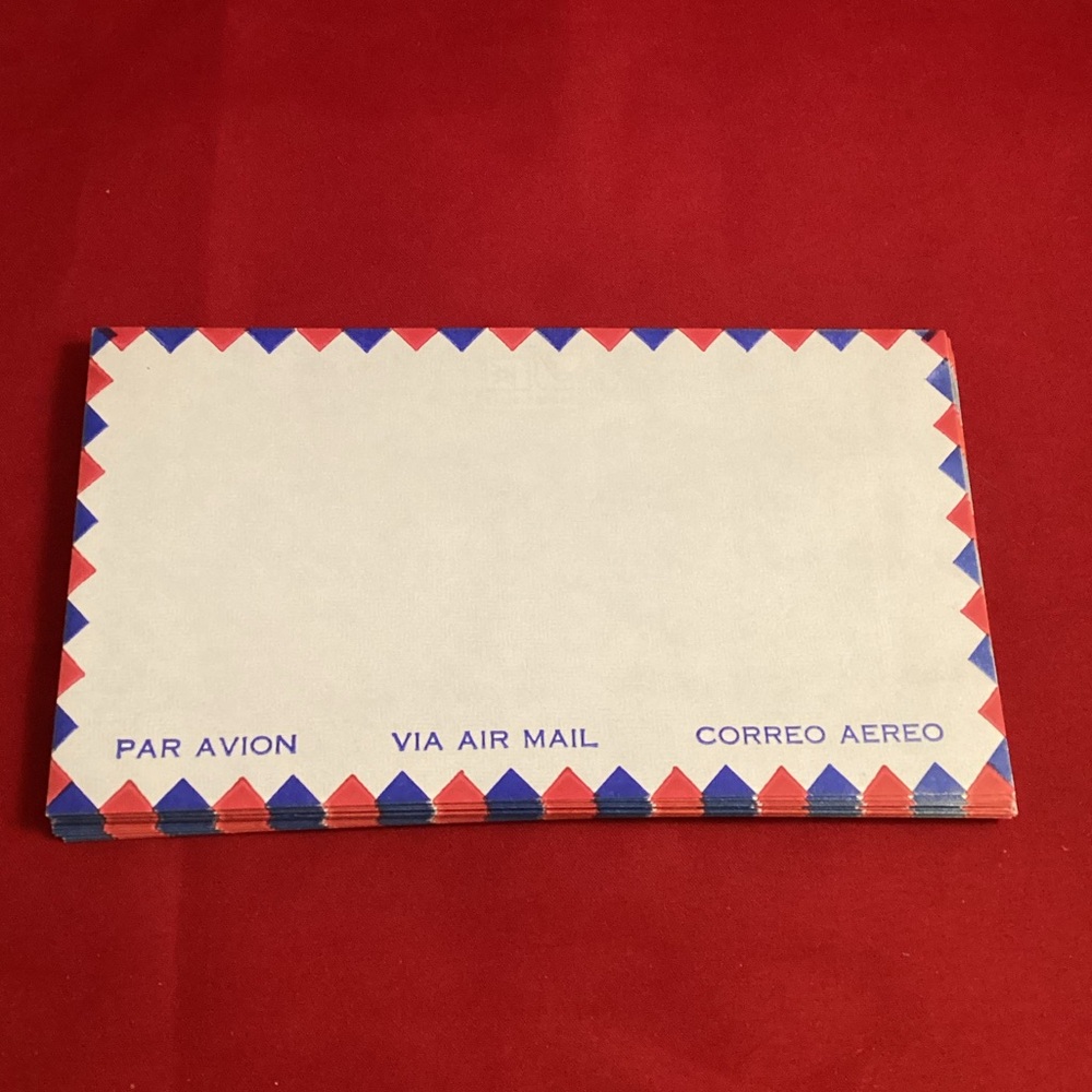 Blue and red triangles via air mail 20 3 5/8“ by 6 1/2“ envelopes